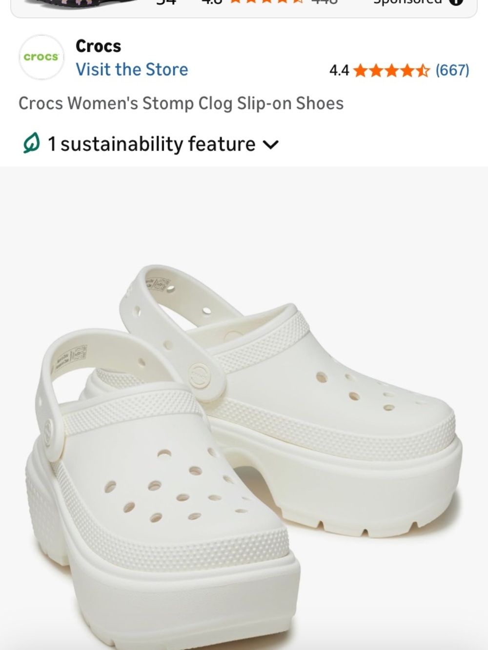 CROCS White Platform Clog with Heel Strap